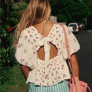 NWOT Free People Chloe Printed Floral Top